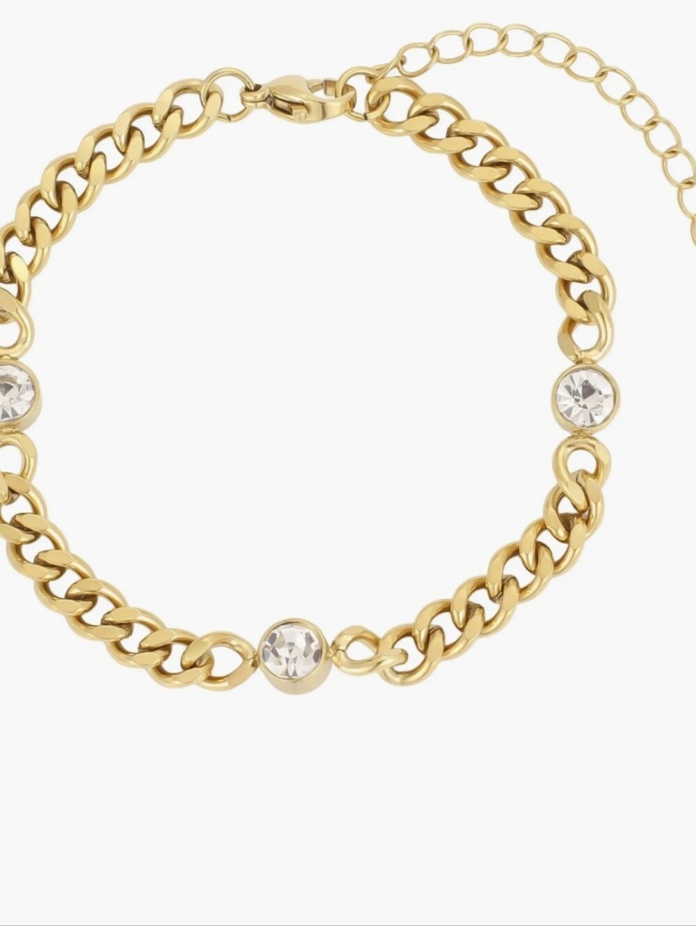 Adornia 18k Gold Plated Bezel Stone Curb Chain Bracelet BNWT
